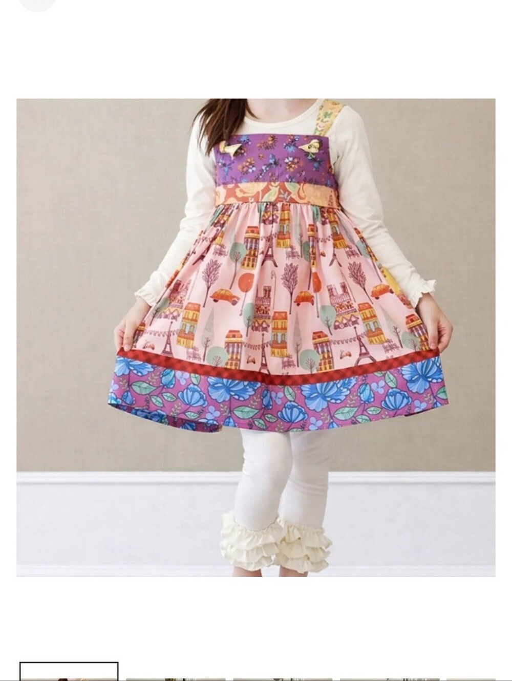 Matilda Jane Eiffel Tower Pink, Purple & Blue Multi-Print Layered Dress